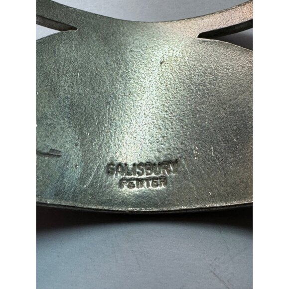 Vintage Estate Salisbury Pewter Cuff Bracelet 1" Wide Openwork 7" 46.3g - Picture 5 of 8